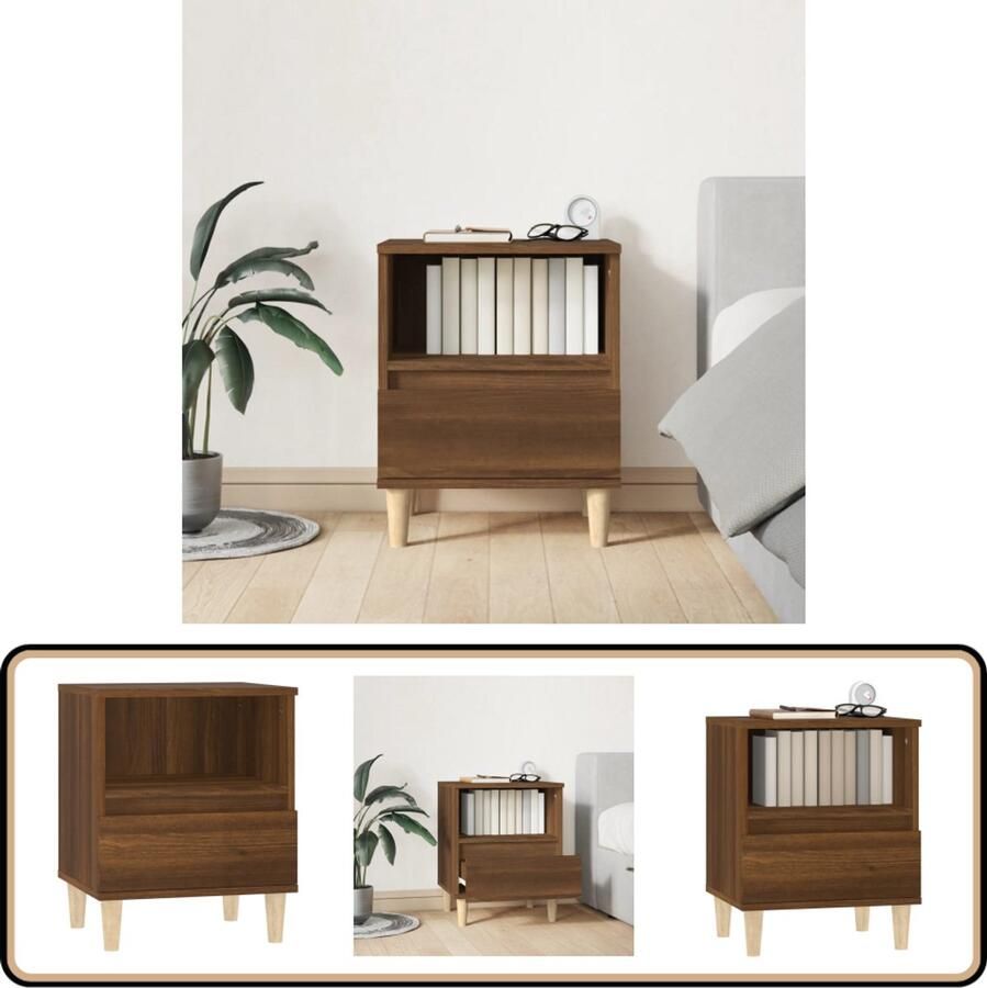 VidaXL Nachtkastje Bruin Eikenkleur 40x35x50 cm Nachtkastje Kast Slaapkamermeubilair Bruine Meubelen Houten Meubelen