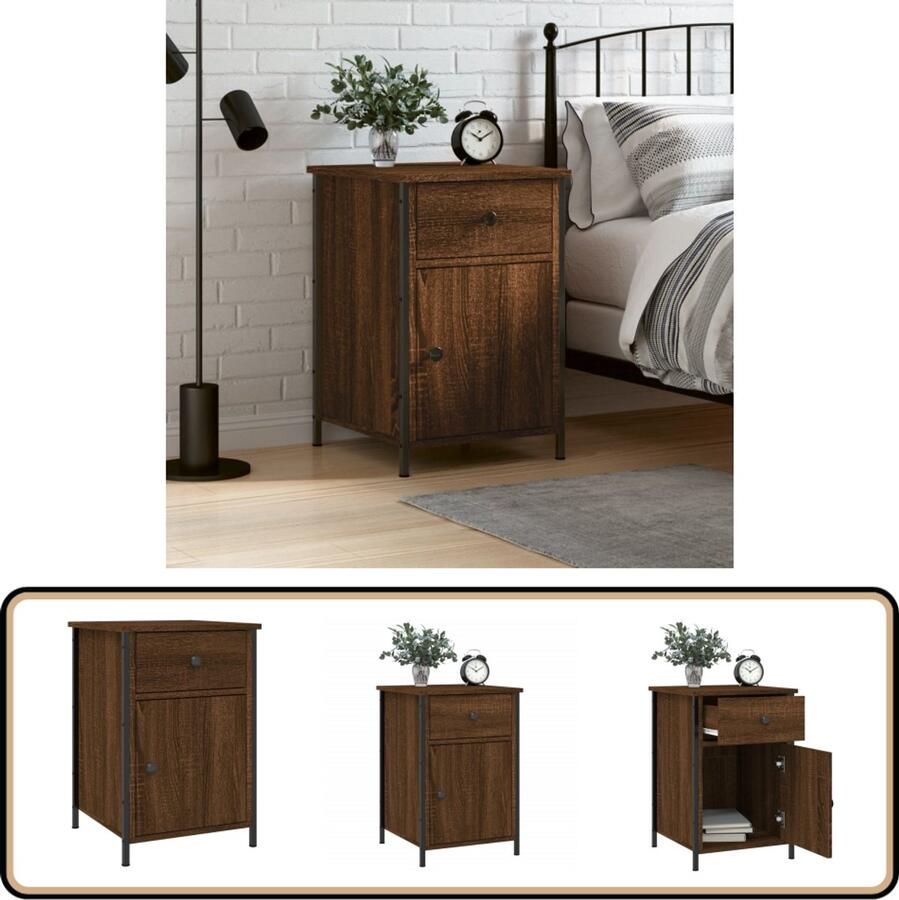 VidaXL Nachtkastje Bruin Eikenkleur 40x42x60 cm Nachtkastje Bijzetkastje Kast Houten Kast Bruine Eiken Kleur Bruine Kleuren Slaapkamermeubels Bedroom Furniture Living Room Accessories