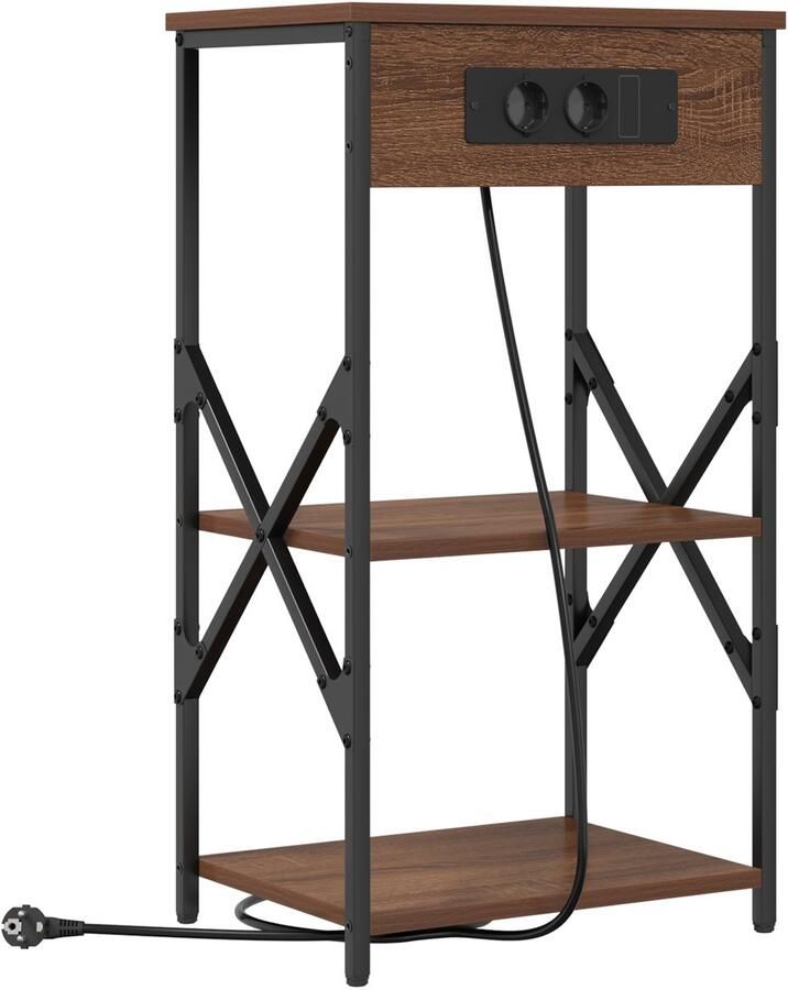 VidaXL Nachtkastje met plank met opslag bruin eikenkleur Bewerkt hout