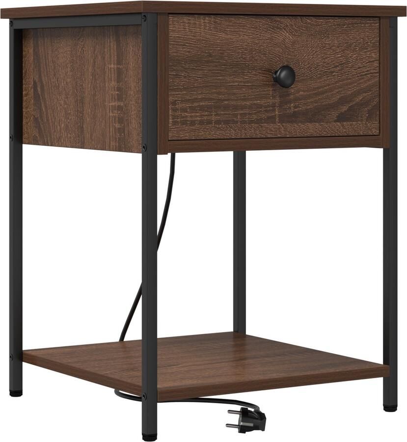 VidaXL Nachtkastje bruin eikenkleur 42 x 41 x 56 cm Bewerkt hout