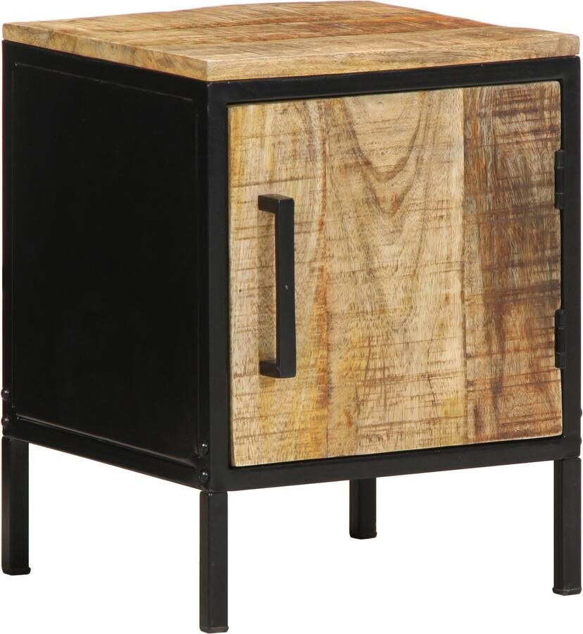 VidaXL Nachtkastje Bruin en zwart 30 x 30 x 40 cm Massief mangohout