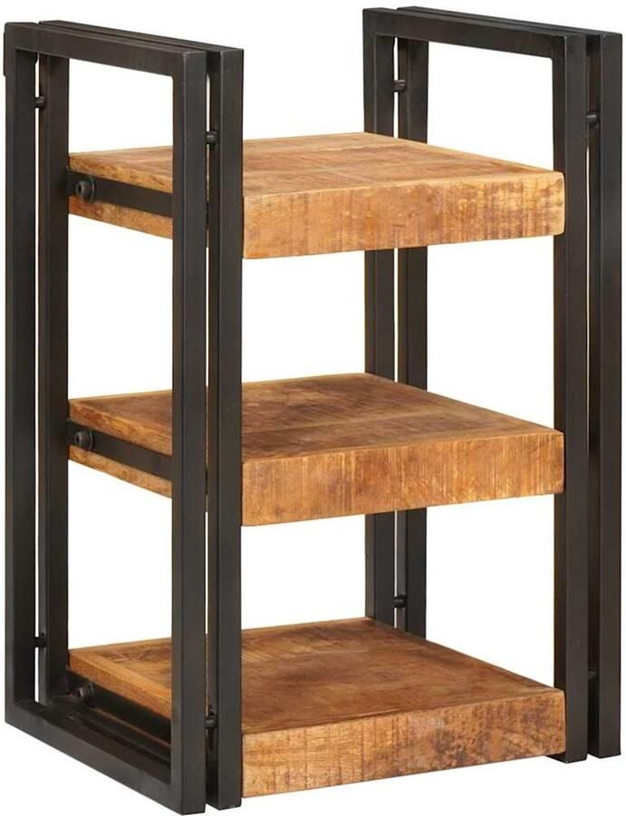 VidaXL Nachtkastje Bruin en zwart 38 x 33 x 58 cm Massief Mango Hout