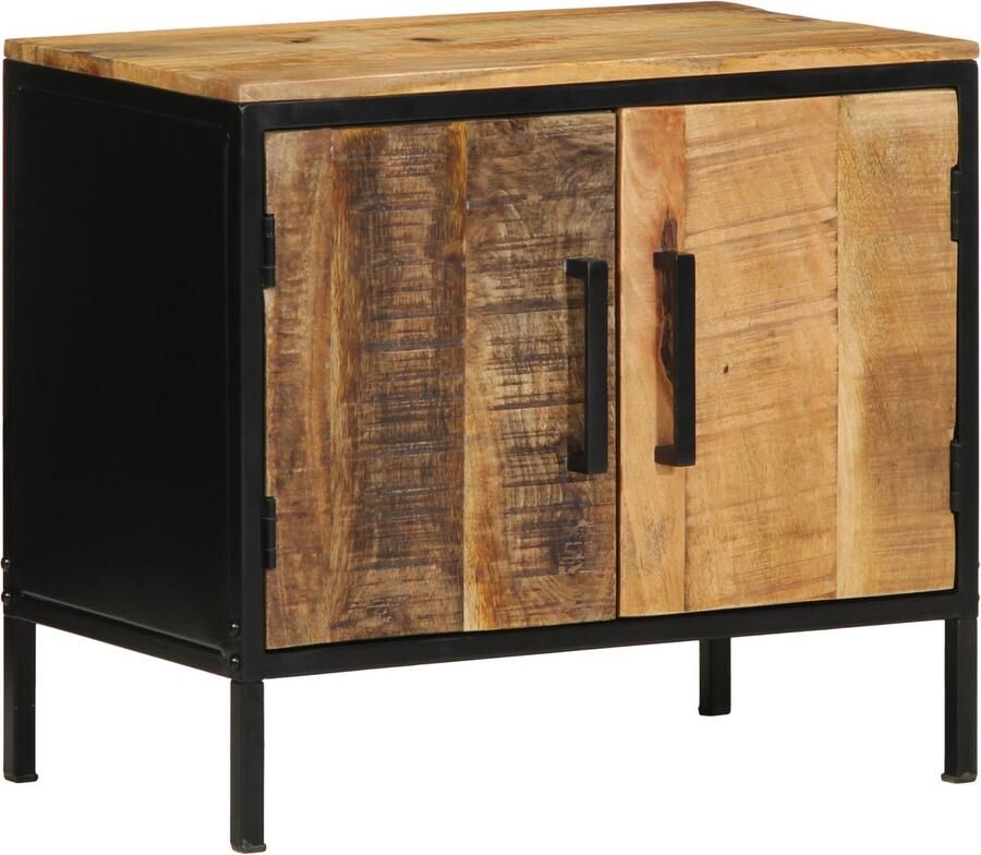 VidaXL Nachtkastje Bruin en zwart 50 x 30 x 45 cm massief mangohout