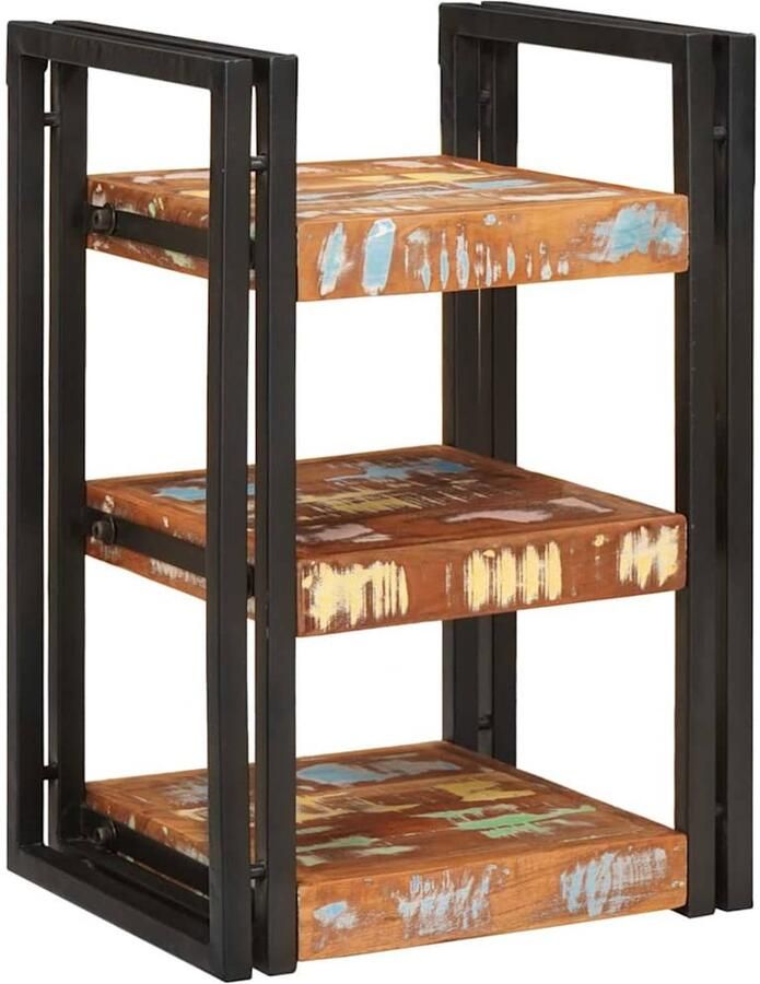 VidaXL Nachtkastje Bruin en zwart Massief gerecycled hout