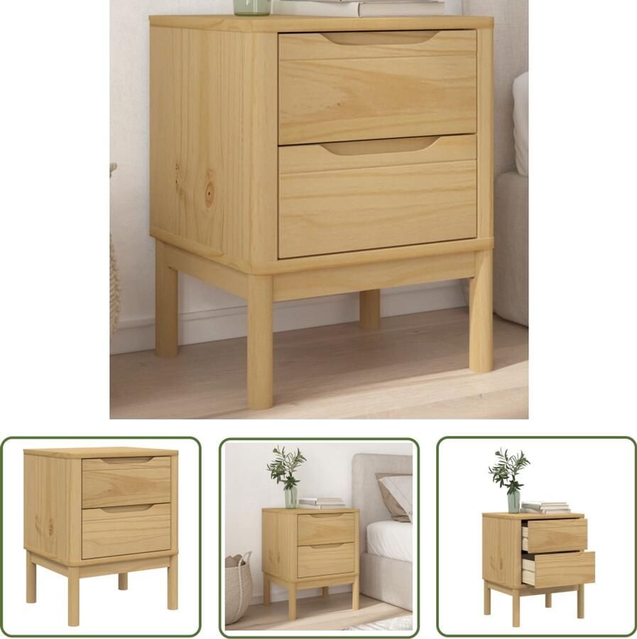 VidaXL Nachtkastje FLORO 45x39x57 cm massief grenenhout wasbruin