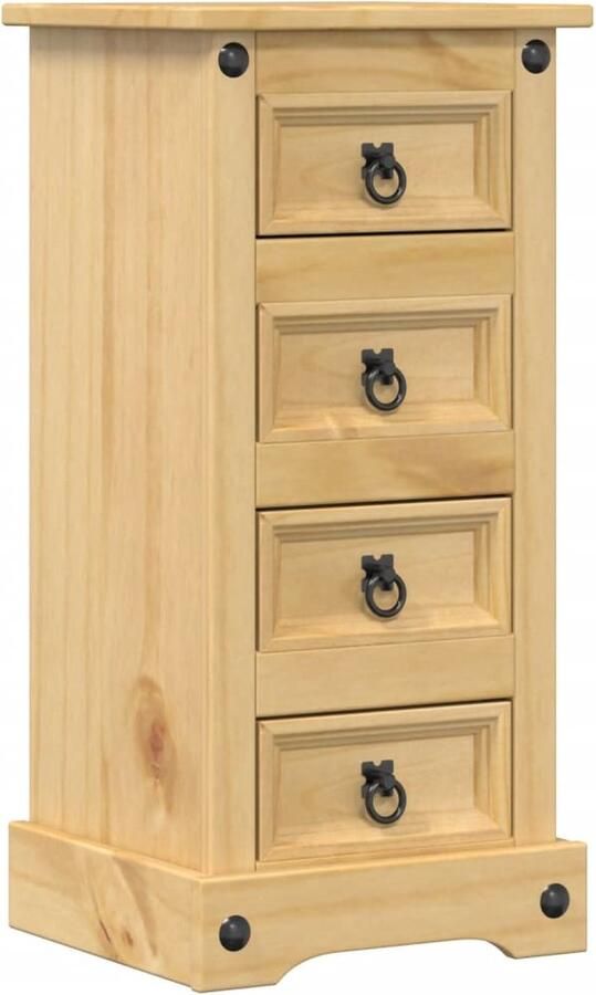 VidaXL Nachtkastje Corona Grenenhout 35x32 5x74 cm Nachtkastje Nachtkastjes Bijzettafel Wandkastje