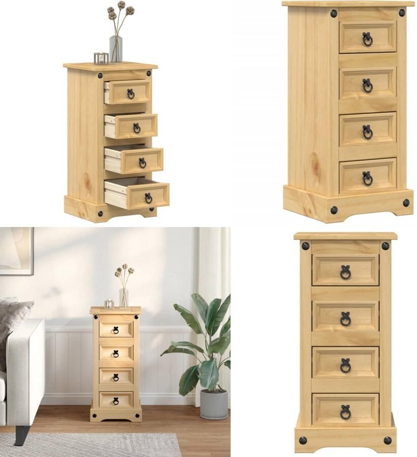 VidaXL Nachtkastje Corona 35x32 5x74 cm massief grenenhout Nachtkastje Nachtkastjes Bijzettafel Wandkastje