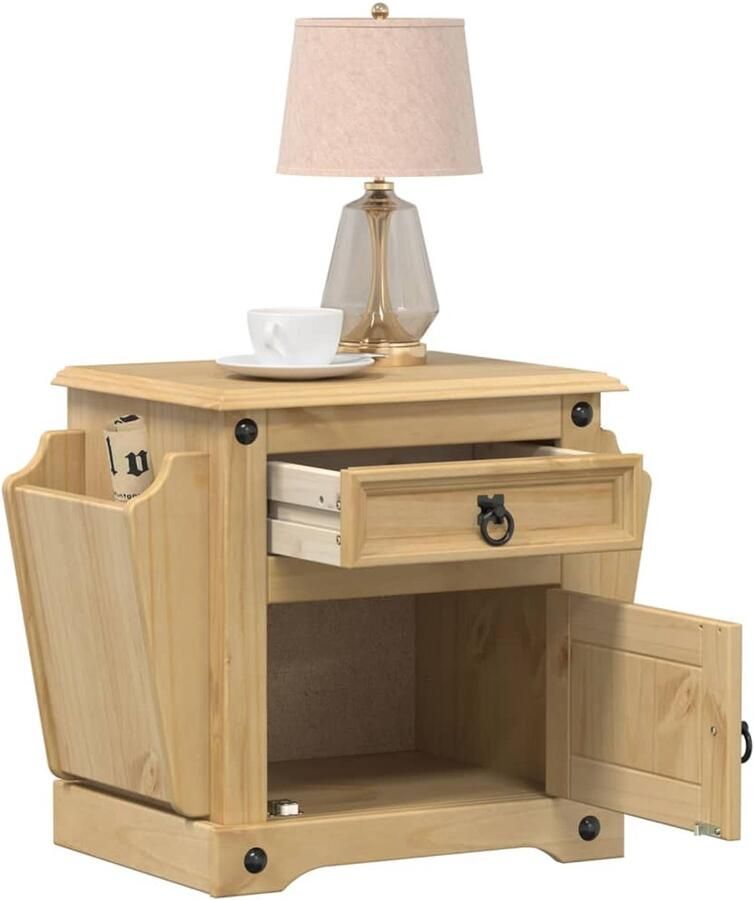 VidaXL Nachtkastje Corona 45x35x47 5 cm Grenenhout Nachtaandacht Nachtkastje Slaapkamermeubel Kamerdecoratie Bruine Meubel