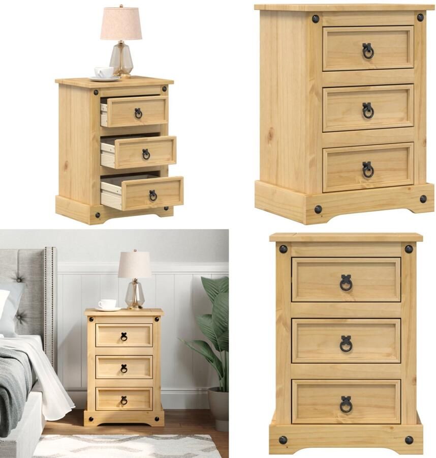 VidaXL Nachtkastje Corona 45x35x64 cm massief grenenhout Nachtkastje Nachtkastjes Bijzettafel Wandkastje