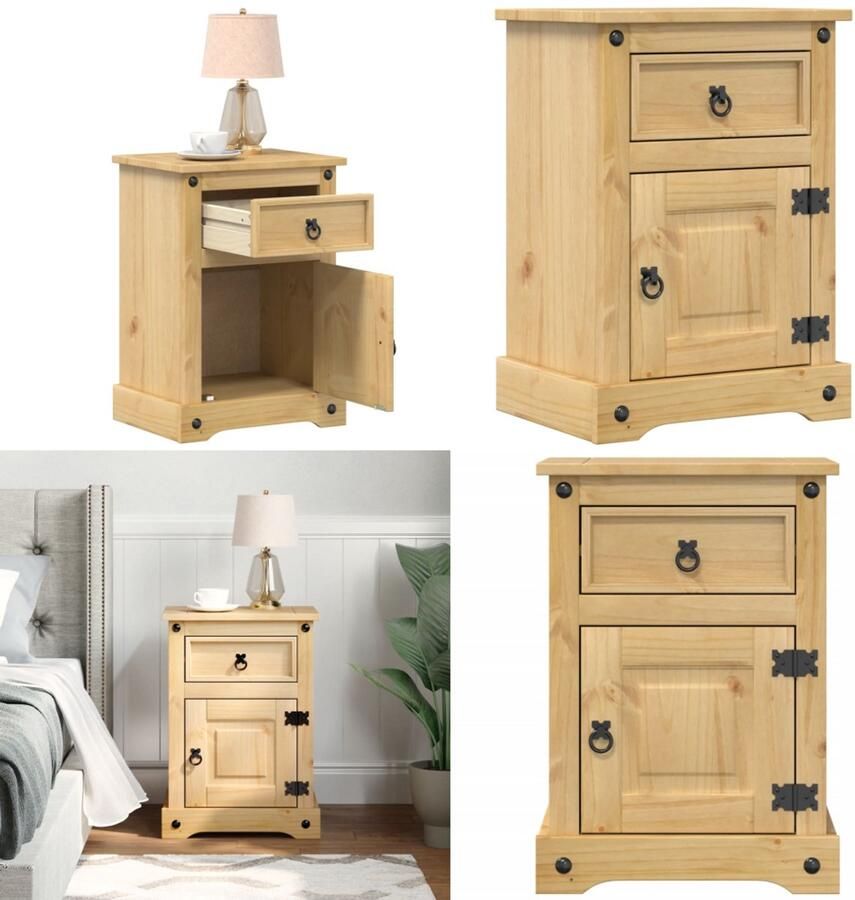 VidaXL Nachtkastje Corona 45x35x64 cm massief grenenhout Nachtkastje Nachtkastjes Bijzettafel Wandkastje