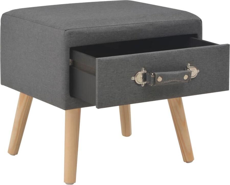 The Living Store Nachtkastje 40x35x40 cm stof donkergrijs Nachtkastje Slaapkamermeubel Donkere Kleuren Houten Kast Stoffige Look - Foto 2