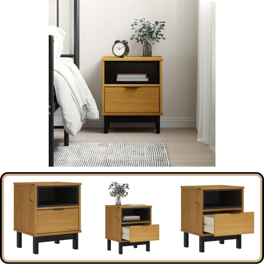 VidaXL Nachtkastje FLAM Grenenhout 40x35x50 cm Nachtkastje Kastje Slaapkamerdecoratie Massief Hout Grenenhout