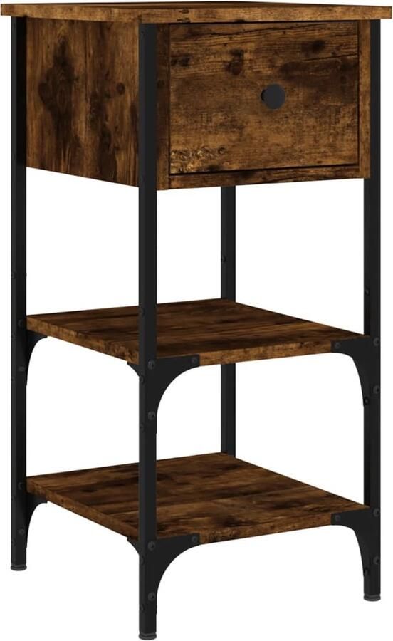 VidaXL Nachtkastje Gerookt Eiken 34x36x70 cm Nachtkastje Kastje Houten Kast Bruine Kast Slaapkamermeubel Livingroom Meubel Vintage Nachtlamp