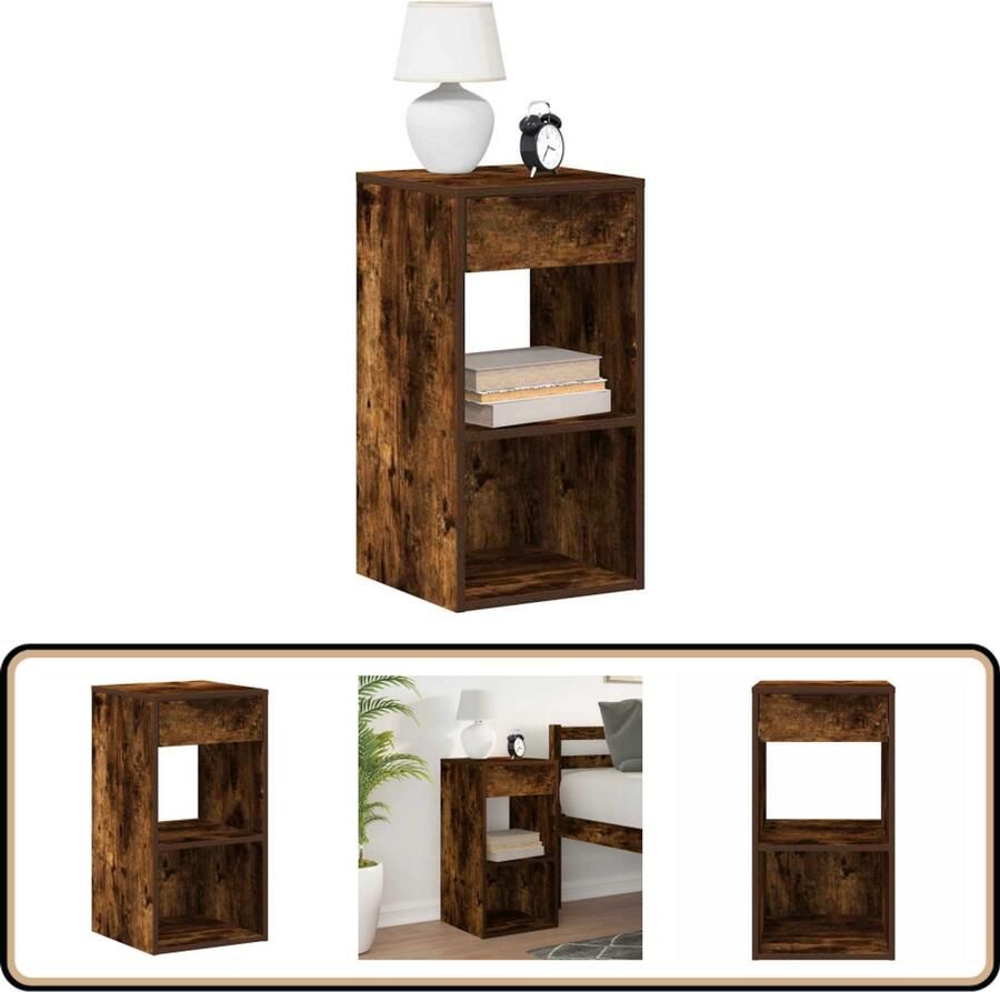 VidaXL Nachtkastje Gerookt Eiken 35x34x66 5 cm Nachtkastje Nachtkastjes Bijzettafel Wandkastje
