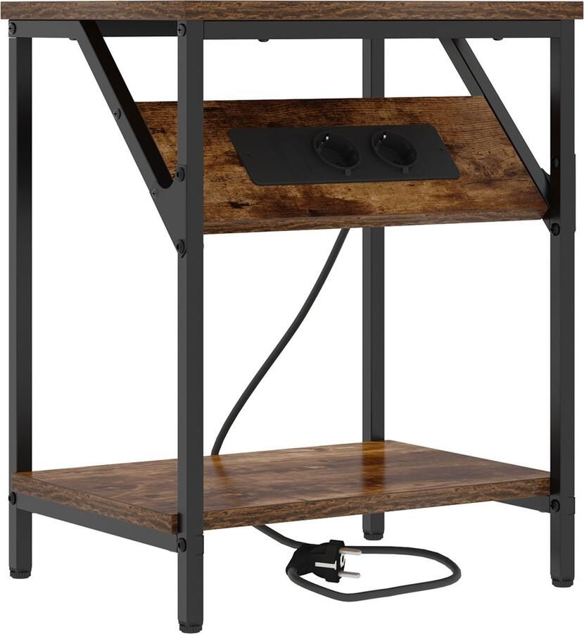 VidaXL Nachtkastje Gerookt eiken 38 x 30 x 48 cm Bewerkt hout