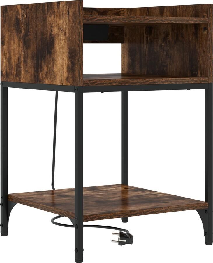 VidaXL Nachtkastje Gerookt eiken 40 x 40 x 61 cm Bewerkt hout