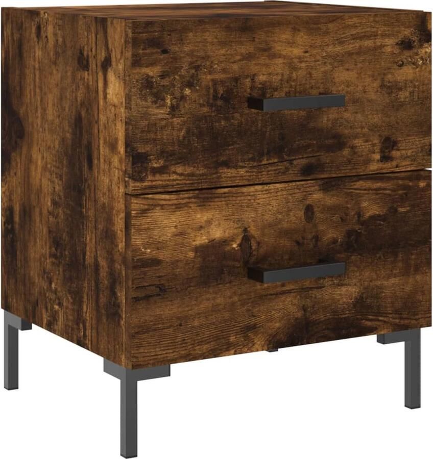 VidaXL Nachtkastje Gerookt Eiken 40x35x47 5 cm Nachtkastje Kast Meubilair Slaapkamermeubelen Bruine Kast Houten Kast Vintage Kast Industriële Kast Modern Design Bergruimte Opberglade Gerookte Eiken
