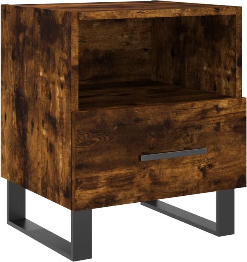 VidaXL Nachtkastje Gerookt Eiken 40x35x47 5 cm Nachtkastje Kastje Bijzettafel Houten Meubilair Bruine Meubels Landelijke Woonstijl Moderner Slaapkamervloer