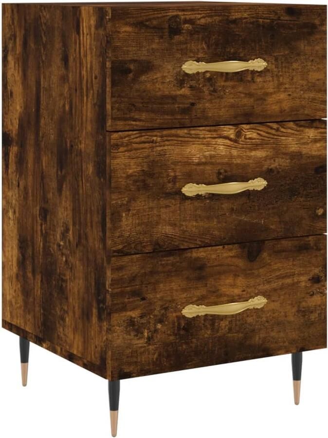 VidaXL Nachtkastje Gerookt Eiken 40x40x66 cm Nachtkastje Kastje Bijzettafel Slaapkamermeubilair Houten Kast