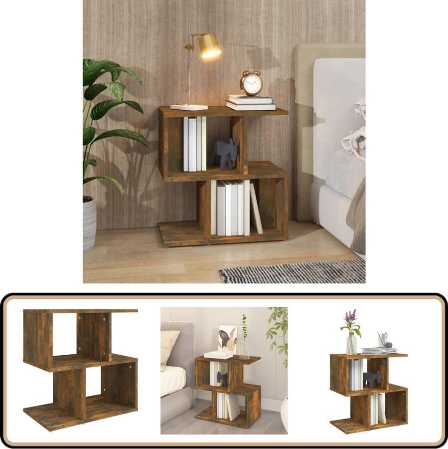 VidaXL Nachtkastje Gerookt Eiken 50x30x51 5 cm Nachtkastje Nachttafel Houten Nachtkastje Slaapkamerdecoratie Design Meubel Bergruimte Tv Tafeltje