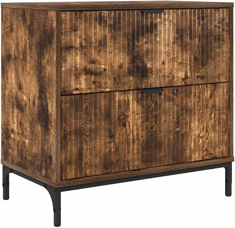 VidaXL Nachtkastje Gerookt eiken 63 5 x 36 x 61 cm Bewerkt hout