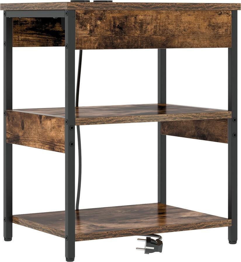 VidaXL Nachtkastje Gerookt eiken 41 x 31 x 51 cm Bewerkt hout