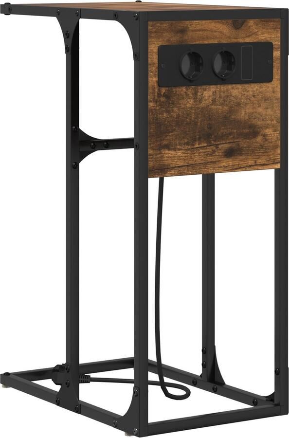 VidaXL Nachtkastje Gerookt eiken 41.5 x 26 x 60.5 cm Bewerkt hout