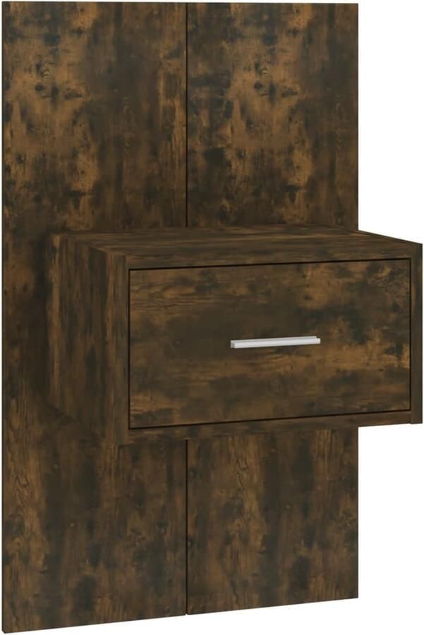 VidaXL Nachtkastje Gerookt Eiken Wandgemonteerd Wandlamp Nachtlamp Bergruimte Badkamermeubel Houten Meubels Slaapkamerdecoratie Vintage Stijl - Foto 3