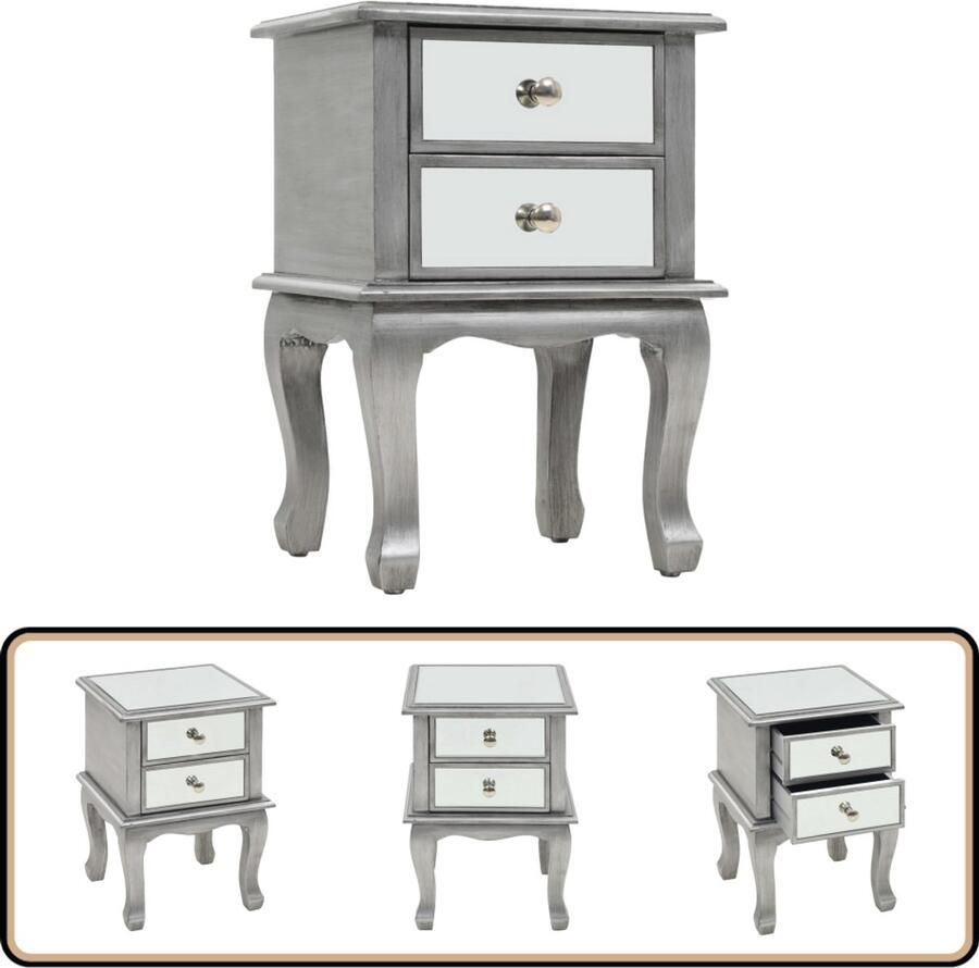 VidaXL Nachtkastje Gespiegeld 34 5x30x50 cm MDF & Glas Nachtkastje Industrieel Design Spiegelglas Mdf Salontafel