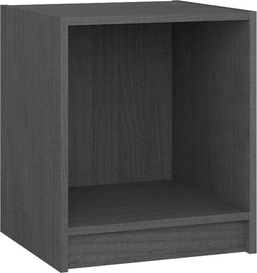 VidaXL Nachtkastje Grijs Massief Grenenhout Nachtkastje Grenoble Hout Sidetable Meubels Slaapkamermeubilair Designkamer Vintage Style Minimalistisch Modern Grijs Klein Nachtlampje Boekenplank Opslagruimte