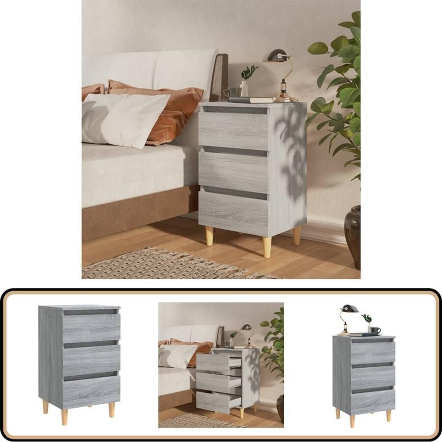 VidaXL Nachtkastje Grijs Sonoma 40x35x69 cm Nachtkastje Bedkastje Scandinavisch Grijze Nachtlamp Salontafel