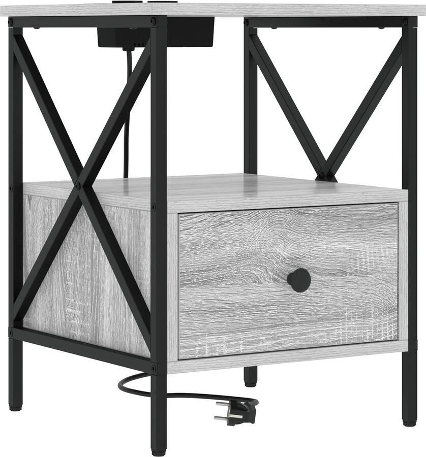 VidaXL Nachtkastje Grijs sonoma 41.5 x 40.5 x 55 cm Bewerkt hout