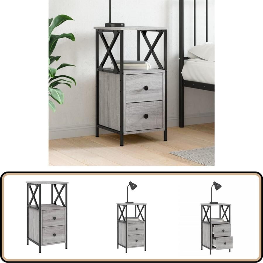 VidaXL Nachtkastje Grijs Sonoma Eiken 34x35 5x70 cm Nachtkastje Kastje Grijze Nachtstandaard Houten Nachtkastje Industriële Nachtkastje Vintage Nachtkastje Bedroom Furniture Slaapkamerinrichting