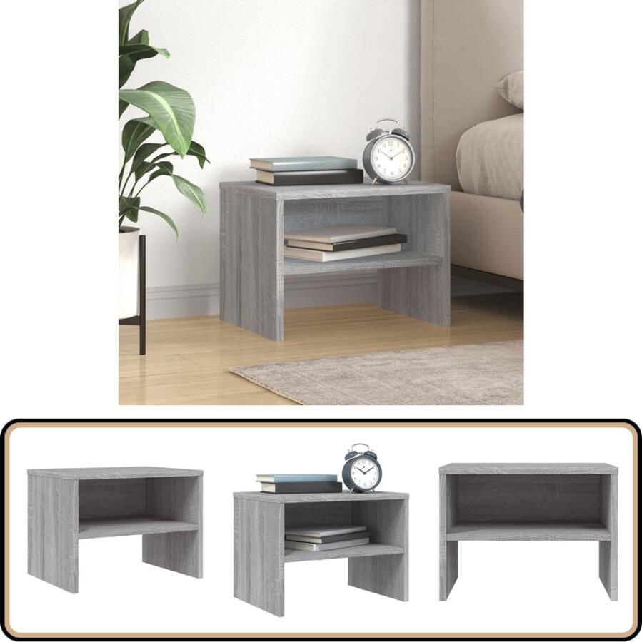 VidaXL Nachtkastje Grijs Sonoma Eiken 40x30x30 cm Nachtkastje Bijzettafel Houten Meubilair Slaapkamermeubelen Vintage Stijl Klassiek Design Grijze Meubels Sonoma Eiken Bewerkt Hout Compact Meubel Opbergvak