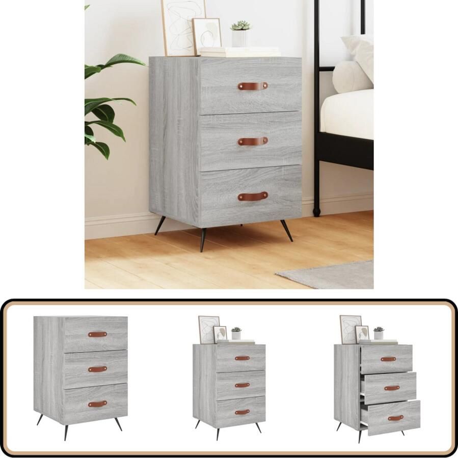 VidaXL Nachtkastje Grijs Sonoma Eiken 40x40x66 cm Nachtkastje Kastje Bijzettafel Slaapkamermeubilair Houten Nachtkastje Grijze Nachtkastje Sonoma Eiken Vintage Nachtkastje