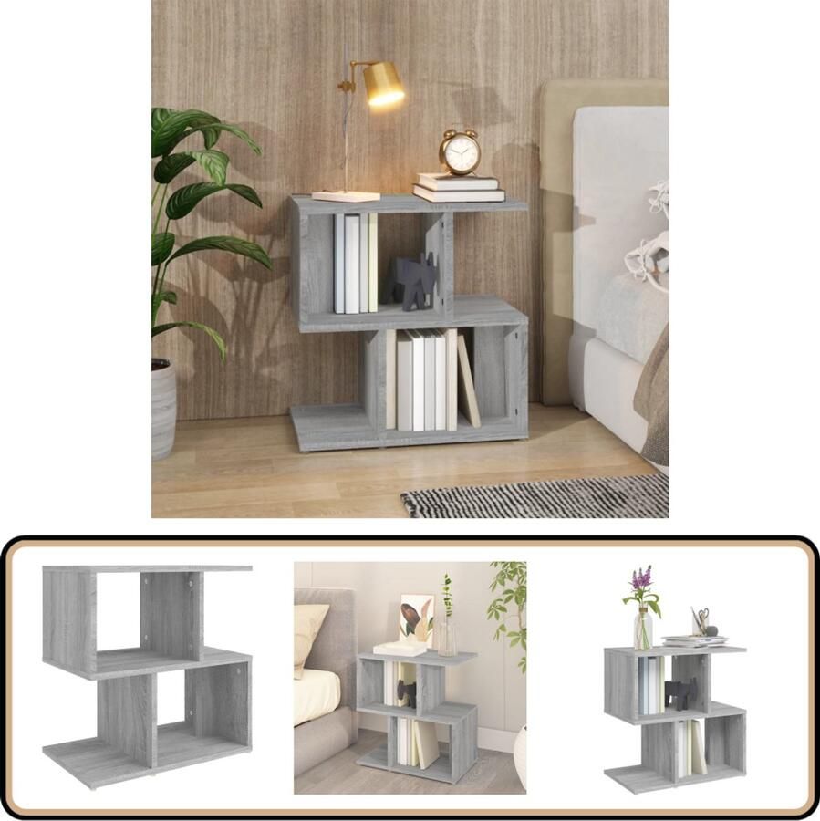 The Living Store Nachtkastje Serica Meubelen 50 x 30 x 51.5 cm Grijs Sonoma Eiken Nachtkastje Slaapkamermeubel Houten Nachtkastje Grijze Nachtkastje Compact Nachtkastje - Foto 2