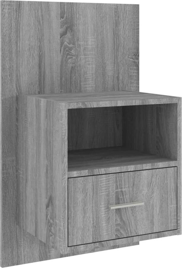 VidaXL Nachtkastje Grijs Sonoma Eiken 80 cm Wandlamp Nachtlamp Bergruimte Badkameropstelling Decoratief Item Grijze Meubels Landelijk Wonen Scandinavisch Interieur - Foto 2