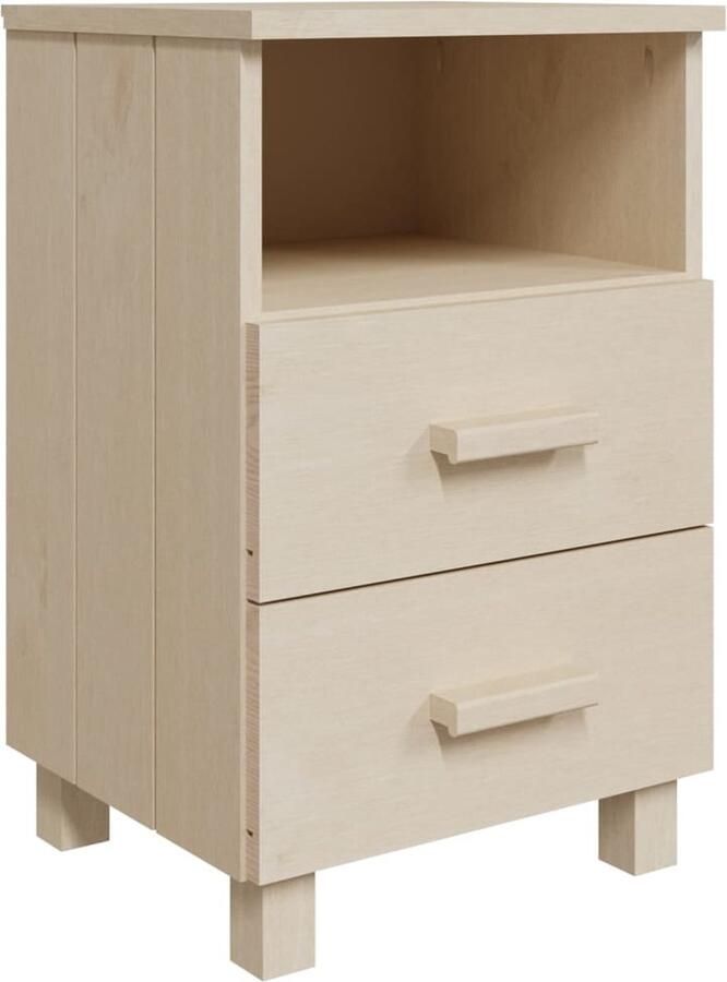 VidaXL Nachtkastje HAMAR Massief Grenenhout Honingbruin Nachtkastje Bedkastje Sidetable Salontafel Hout Grenenhout Bruine Kleur Vintage Stijl