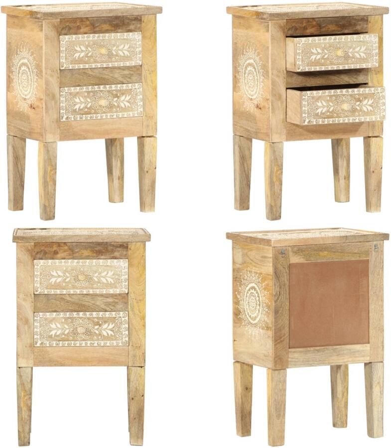 VidaXL Nachtkastje handgeschilderd 40x30x60 cm massief mangohout Nachtkastje Nachtkastjes Houten Nachtkastje Houten Nachtkastjes