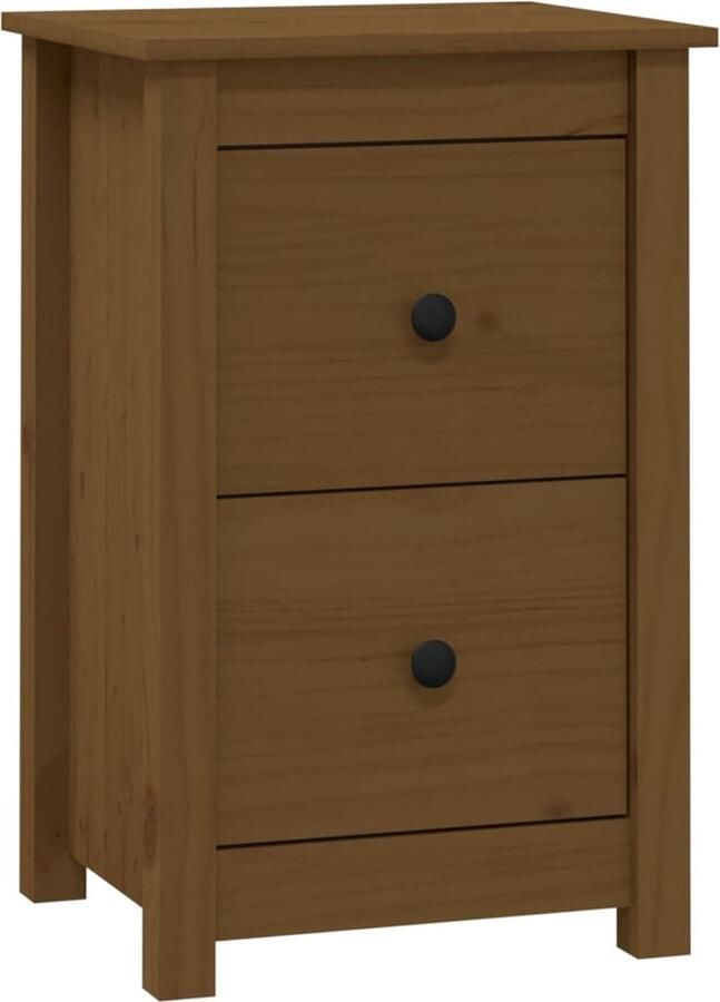 VidaXL Nachtkastje Honingbruin 40x35x61 5 cm Nachtkastje Kastje Slaapkamermeubel Grenenhouten Meubel Honigbruine Kast Vintage Stijl Landelijke Stijl