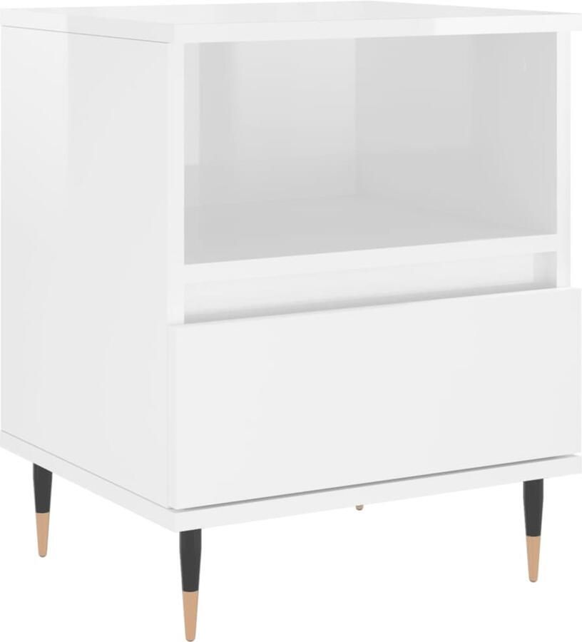 VidaXL -Nachtkastje-40x35x50-cm-bewerkt-hout-hoogglans-wit - Foto 5