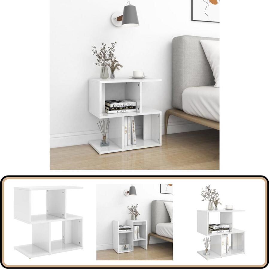 VidaXL Nachtkastje Hoogglans Wit 50x30x51 5 cm Nachtkastje Bedtafel Slaapkamermeubilair Houten Meubelen Witte Meubelen Modern Nachtlampje Decoratief Item Woonaccessoires Living Accessoires Stijlvol Meubilair