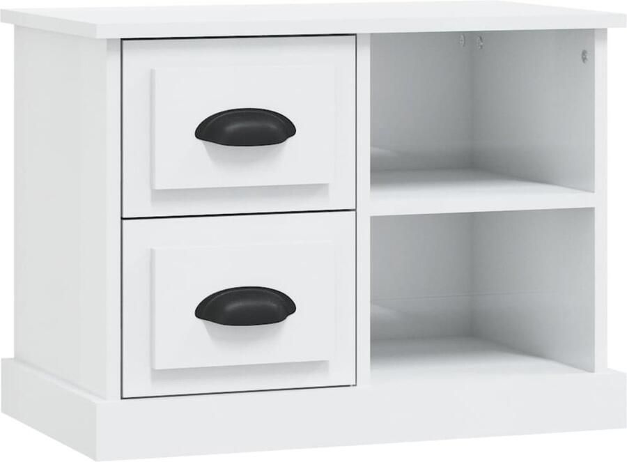 VidaXL Nachtkastje Hoogglans Wit 60x35 5x45 cm Nachtkastje Bijzettafel Slaapkamer Meubilair Houten Kast Witte Kast Modern Nachtlampje Elegante Kamerdecoratie Opslagmogelijkheden Hoogglans Finish