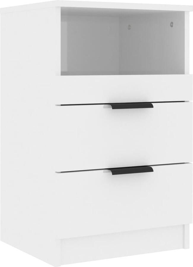VidaXL Nachtkastje Hoogglans Wit Bewerkt Hout Nachtkastje Kastje Slaapkamermeubel Houten Meubel Witte Kast Nachtlamp Leeslicht Spaanplaat