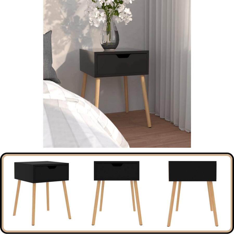 VidaXL Nachtkastje Hoogglans Zwart 40x40x56 cm Nachtkastje Slaapkamermeubel Nachtlamp Zwarte Meubel Modern Design