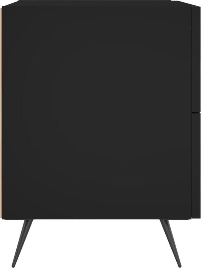 VidaXL Nachtkastje Hout Zwart 40x35x47 5 cm Nachtkastje Kast Zwarte Kast Houten Kast Modern Design Slaapkamer Meubilair Bergruimte Bijzettafel Metaal Poten