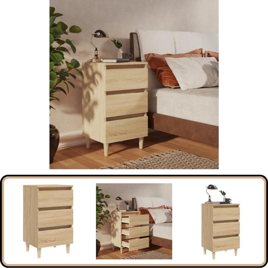VidaXL Nachtkastje Houten poten 40x35x69 cm Sonoma eikenkleurig Nachtkastje Scandinavisch Meubilair Bedkastje Salontafel Woonkamerdecoratie Opslagmeubelen Bedroom Furniture Living Room Decor