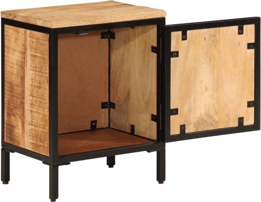 The Living Store Nachtkastje 40x30x52 5 cm massief ruw mangohout Nachtkastje Mangohout Houten Kast Woonkamermeubilair Slaapkamermeubilair - Foto 2