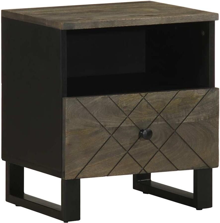 VidaXL Nachtkastje 40x33x46 cm massief mangohout zwart