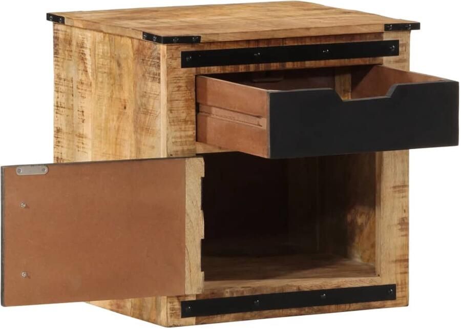 The Living Store Nachtkastje 45x40x45 cm massief mangohout Nachtkastje Mangohout Houten Nachttafel Kamerdecoratie Woonaccessoires - Foto 2